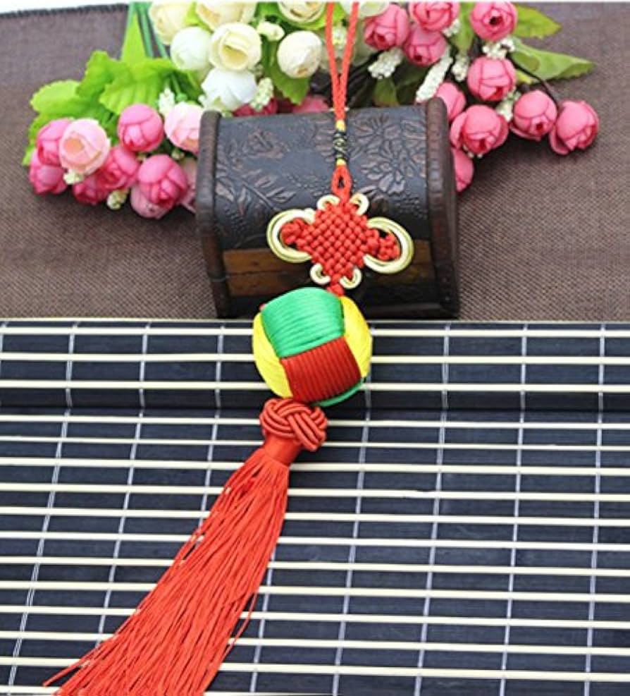 Amazon | 中華風結び飾り つるし飾り 両面刺繍小物 車内装飾品